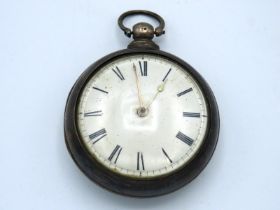 A William Sowden, Lanivet, verge fusee pocket watch with a William Hodsall London silver case, 57mm