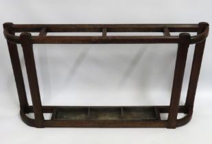 An antique oak stick & umbrella stand with tray, 1