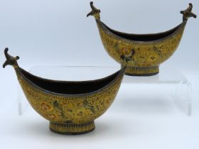 A pair of 19thC. bronze mounted Persian lacquerwar