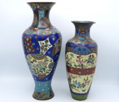 Two Oriental c.1900 cloisonne enamel vases, small