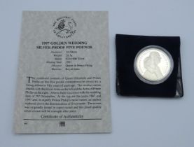 A Royal Mint 1997 Golden Wedding £5 silver proof c