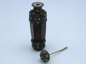 A 19thC. Chinese tortoiseshell & white metal opium