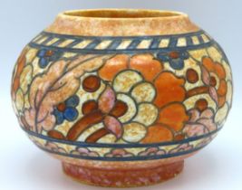 A Crown Ducal tube lined bowl by Charlotte Rhead,