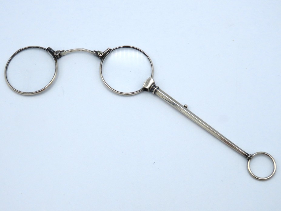 A pair of .925 silver lorgnettes with elongated ha