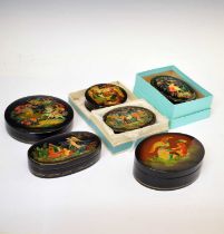 Six Russian lacquer boxes
