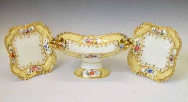 Chamberlain Worcester Regent China comport and two plates