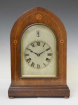 German inlaid mahogany lancet arch bracket clock, circa 1900