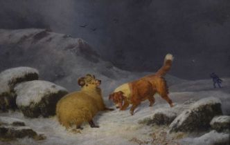 Follower of Robert Henry Roe (1822–1905) - Oil on panel - Sheep and dog