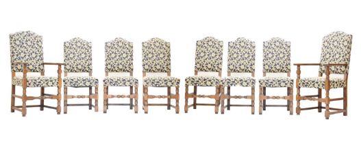 Set of eight oak-framed dining chairs