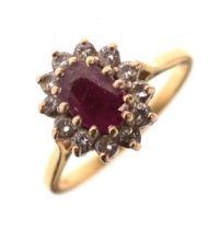 18ct gold ruby and diamond cluster ring