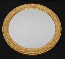 Circular gilt framed wall mirror