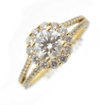 Samara James halo diamond cluster 18ct gold ring