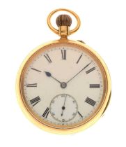 Late Victorian 18ct gold open faced pocket watch