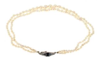 Graduated two-row cultured pearl necklace