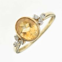 9ct gold citrine and diamond ring