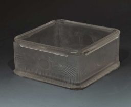 Lalique 'Khedive' square lidded box with Egyptian decoration