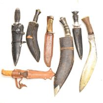 Group of Kukri knives and others knives