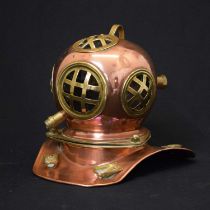 Miniature brass and copper divers helmet
