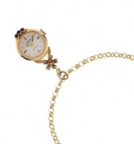 Rotary - Lady's 9ct gold 21 jewels pendant watch on belcher-link chain