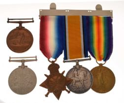 First World War medal trio awarded to Private J. Davies and other medals