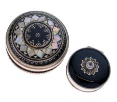 Silver patch box, together with a Middle Eastern white metal pill box