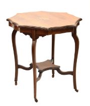 Early 20th century inlaid mahogany octagonal occasional table