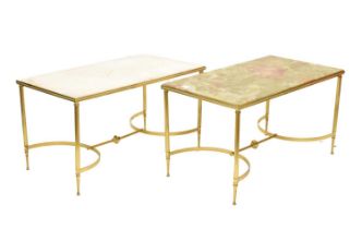 Two brass finish coffee tables