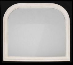 White painted arched overmantel mirror