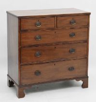 Early 19th century mahogany chest of two short and three long drawers