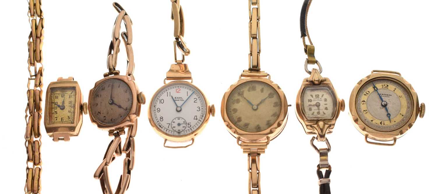 Group of six ladies 9ct cocktail watches