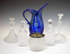 Large art glass jug, etc