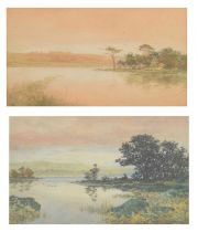 Arthur Suker, (1857-1902) - Watercolour - Lake scene