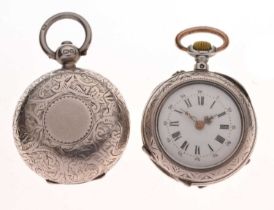 Late Victorian silver single sovereign case and lady's fob watch