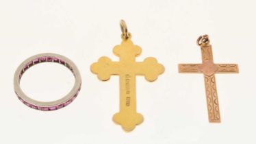 Two 9ct gold cross pendants