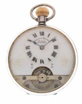 Silver 'Hebdomas' 8 day open face pocket watch, circa 1915