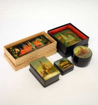 Five Russian lacquer boxes