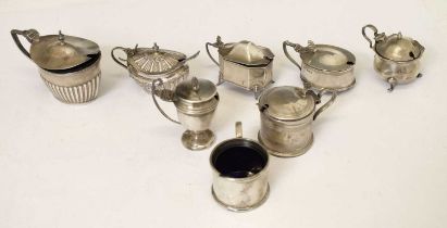 Eight 20th century silver mustard pots