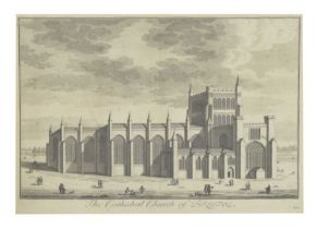 Mid to late 18th century engraving - 'The Cathedral Church of Bristol'