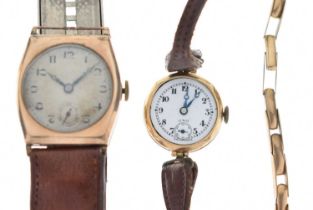 Gentleman's 9ct gold cased wristwatch and lady's watch