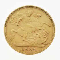 Edward VII gold half sovereign, 1902