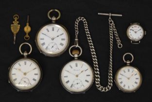 Edwardian Prescot silver cased pocket watch and others