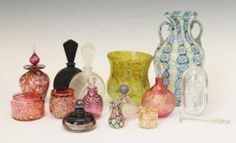 Quantity of 20th century perfume bottles, art glass, etc