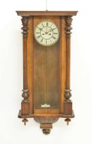 Twin weight-driven mahogany cased Vienna wall clock