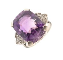 Amethyst and diamond ring