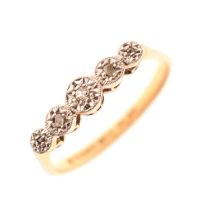 Illusion set five-stone diamond ring