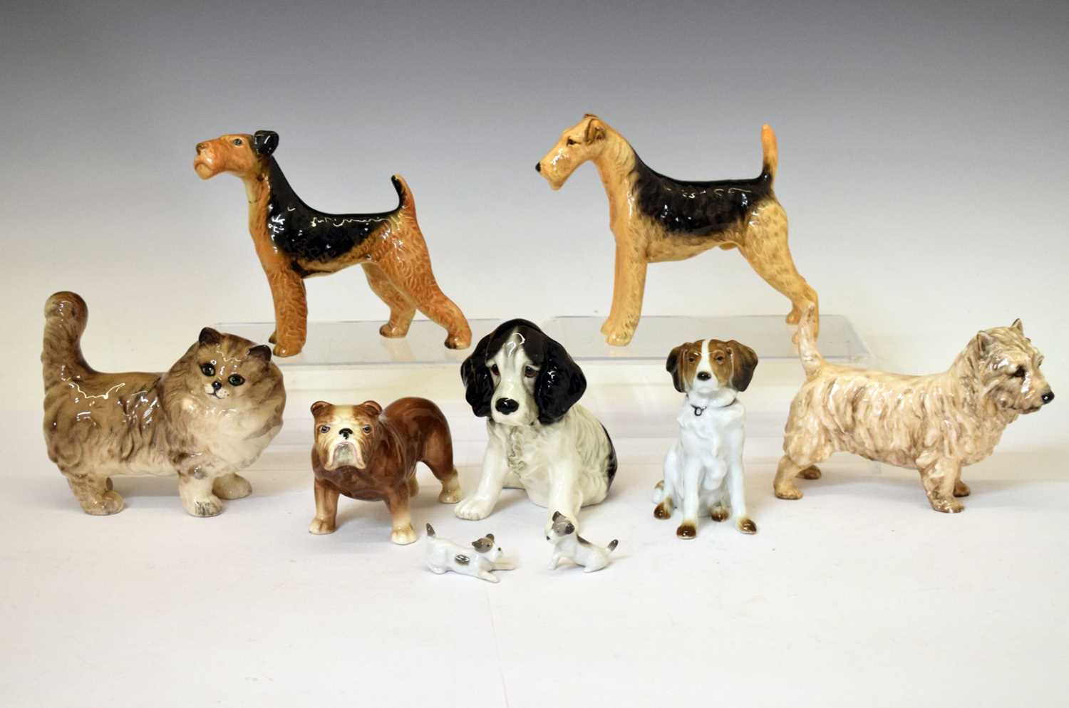 Group of Beswick, Royal Doulton, Sylvac animals cat and dog figures