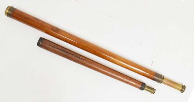 19th Century mahogany and brass telescope, and one other