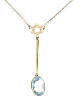 Edwardian aquamarine and pearl pendant
