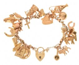9ct gold belcher link charm bracelet