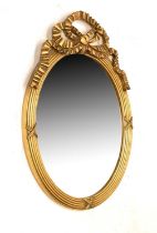 Reproduction giltwood oval wall mirror